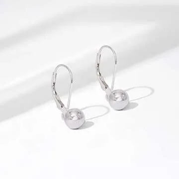 Amazon Essentials Sterling Silver 7MM Ball Lever Back Earrings, (previously Amazon Collection)