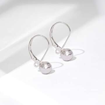 Amazon Essentials Sterling Silver 7MM Ball Lever Back Earrings, (previously Amazon Collection)