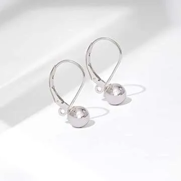 Amazon Essentials Sterling Silver 7MM Ball Lever Back Earrings, (previously Amazon Collection)