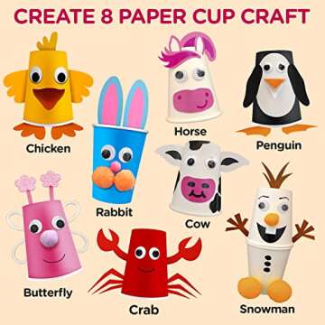 Arts and Crafts Kit for Kids Ages 3, 4, 5, 6 – Create 8 Cute Animal Projects – Gift Set for Girl...