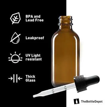 The Bottle Depot - 2 oz Glass Dropper Bottle - 24 Pack - Clear Amber - Tincture Bottles With Dropper