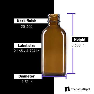 The Bottle Depot - 2 oz Glass Dropper Bottle - 24 Pack - Clear Amber - Tincture Bottles With Dropper
