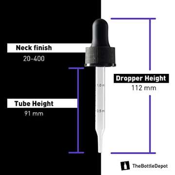 The Bottle Depot - 2 oz Glass Dropper Bottle - 24 Pack - Clear Amber - Tincture Bottles With Dropper