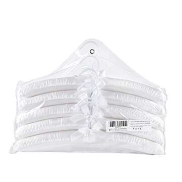 Better to U Pure White Satin Padded Sweater Hangers 5 Pack, Blouse Hanger with Thick & Soft Foam for Bridal Wedding Dress Lingerie, Smooth Silk Covered Shirt Hanger Without Shoulder Bump
