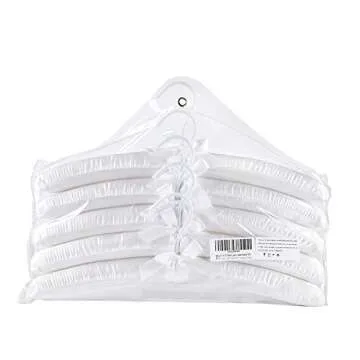 Better to U Pure White Satin Padded Sweater Hangers 5 Pack, Blouse Hanger with Thick & Soft Foam for Bridal Wedding Dress Lingerie, Smooth Silk Covered Shirt Hanger Without Shoulder Bump