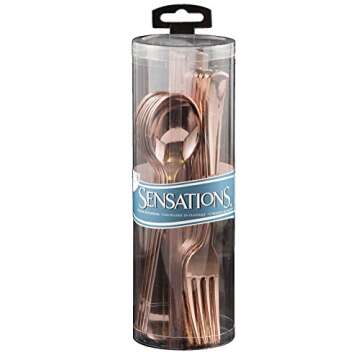 Rose Gold Premium Plastic Cutlery Set 24 Count
