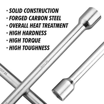 CARTMAN 14 Inch Universal Heavy Duty Lug Wrench 4 Way Tire Iron Wrench