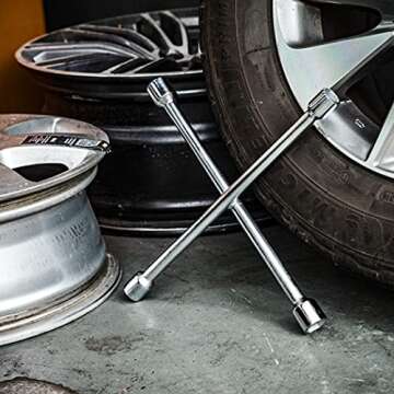 CARTMAN 14 Inch Universal Heavy Duty Lug Wrench 4 Way Tire Iron Wrench