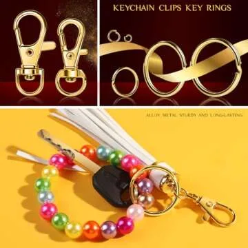 LEOBRO Keychain Making Kit with 265 Gold Accessories