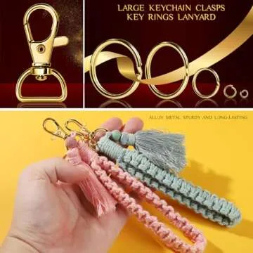 LEOBRO Keychain Making Kit with 265 Gold Accessories