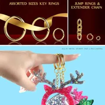 LEOBRO Keychain Making Kit with 265 Gold Accessories