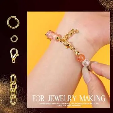LEOBRO Keychain Making Kit with 265 Gold Accessories