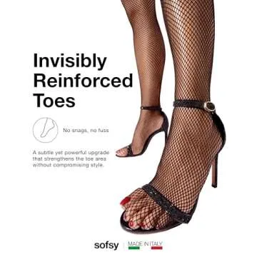 Sofsy Italian Black Fishnet Stockings | Anti-Slip Thigh Highs