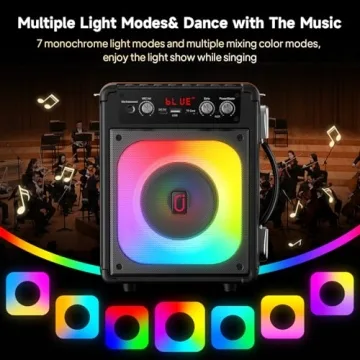 HWWR Karaoke Machine - Portable Speaker with Wireless Mics