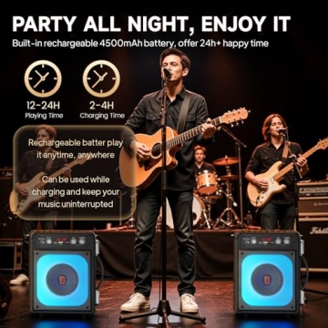 HWWR Karaoke Machine - Portable Speaker with Wireless Mics