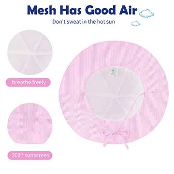 Zando Baby Girl Sun Hat Infant Wide Brim Hats Baby Boy Beach Hat UPF 50+ Toddler Caps for Boys Girls Baby Bucket Hat Pink&Beige 0-6 Months
