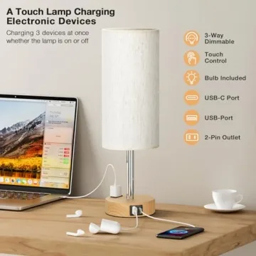 Stylish Fenmzee Bedside Lamp with USB Charging Ports