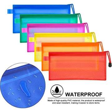 JM-capricorns 36pcs 9 x 4-1/2 inches Waterproof Plastic Double Layer Zipper File Bags Invoice pouches Bill Bag Pencil Pouch Pen Bag (8 Color)