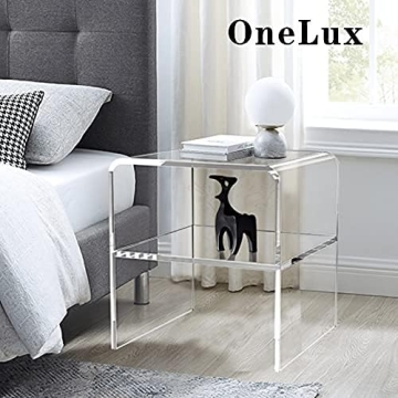 Stylish ONELUX Acrylic Bedside Nightstand with Shelf