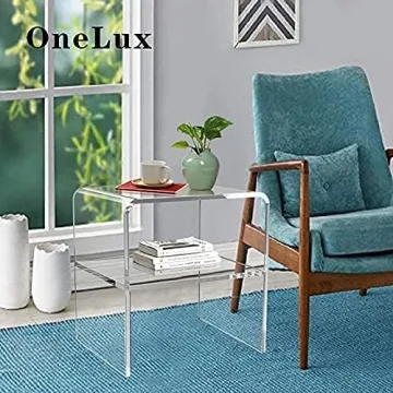 Stylish ONELUX Acrylic Bedside Nightstand with Shelf