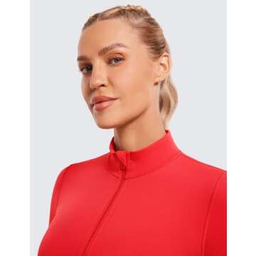 CRZ YOGA Womens Butterluxe Full Zip Cropped Workout Jacket Slim Fit Lightweight Athletic Yoga Tops with Thumb Holes Deep Red Medium