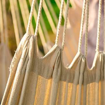CCTRO Hanging Rope Hammock Chair Swing Seat, Large Brazilian Hammock Net Chair Porch Chair for Yard, Bedroom, Patio, Porch, Indoor, Outdoor - 2 Seat Cushions Included