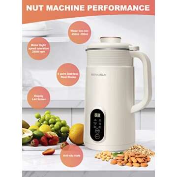Geniuslix Nut Milk Maker Machine for Homemade, Plant-Based Milk with Auto Clean & Temperature Contro...