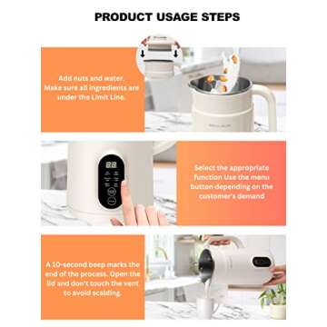 Geniuslix Nut Milk Maker Machine for Homemade, Plant-Based Milk with Auto Clean & Temperature Control Soy Milk Maker, Non-Dairy Beverages- Almond/Coconut/Cashew/Oat Milk Machine Maker