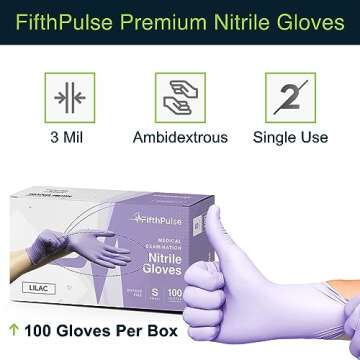 Lilac Nitrile Disposable Gloves - 100 Count for All Uses