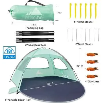 NXONE Beach Tent with UV Protection and Carry Bag