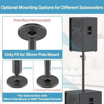 Versatile Height Adjustable Speaker Pole Mount for Subwoofers