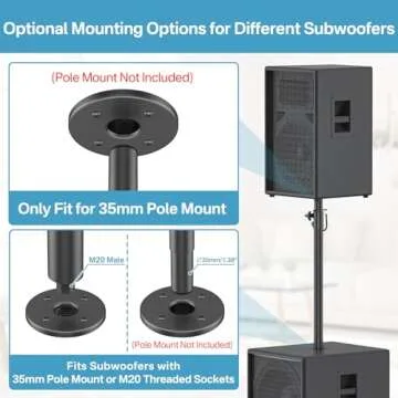 Versatile Height Adjustable Speaker Pole Mount for Subwoofers