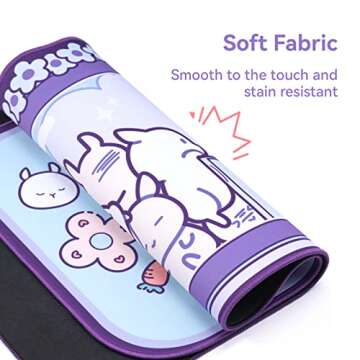 GeekShare Cute Bunny Mouse Pad - Non-Slip Rubber Base Desk Mat for Keyboard and Mouse, Perfect for G...