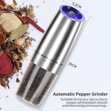 Electric Salt and Pepper Grinder Set 2, Adjustable with LED Light
