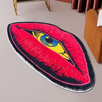 VBFGRT Interesting Red Lip Devil Eye Shape Plush Rugs Lovely Bedroom Comfortable Home Decoration Doo...