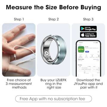 Smart Ring Bluetooth IP68 Waterproof Fitness Tracker, Health & Step Monitoring, Lightweight Sport Sm...