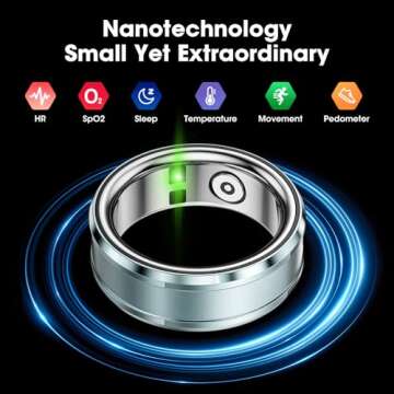 Smart Ring Bluetooth IP68 Waterproof Fitness Tracker, Health & Step Monitoring, Lightweight Sport Smart Rings for Women Purple US10