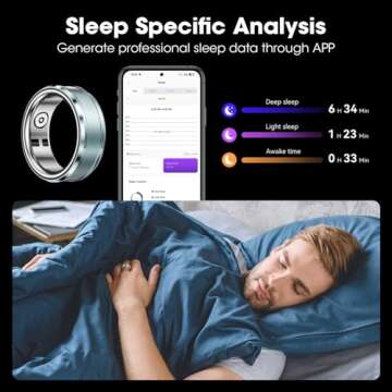 Smart Ring Bluetooth IP68 Waterproof Fitness Tracker, Health & Step Monitoring, Lightweight Sport Smart Rings for Women Purple US10