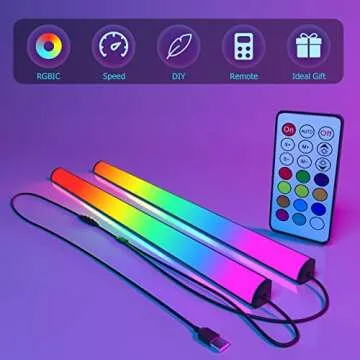 ABCidy Under Monitor Light Bar, RGB 2PCS Screenbar Light Desk Lamp Computer, LED Dynamic Rainbow Effect Gaming USB Powered, Remote Control Color Changing, Adjustable Brightness & Speed