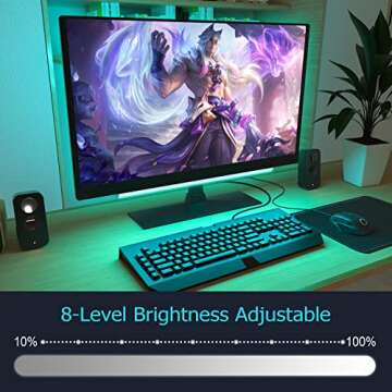 ABCidy Under Monitor Light Bar, RGB 2PCS Screenbar Light Desk Lamp Computer, LED Dynamic Rainbow Effect Gaming USB Powered, Remote Control Color Changing, Adjustable Brightness & Speed