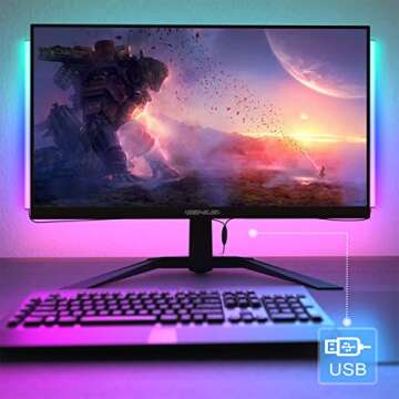 ABCidy Under Monitor Light Bar, RGB 2PCS Screenbar Light Desk Lamp Computer, LED Dynamic Rainbow Effect Gaming USB Powered, Remote Control Color Changing, Adjustable Brightness & Speed