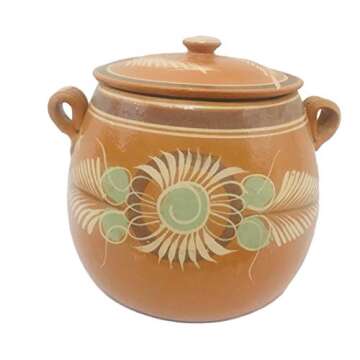 Mexican Handmade Clay Cooking Pot for Beans and Stews