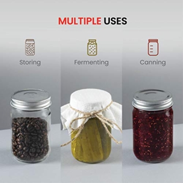 Paksh Mason Jars 12 oz - Durable & Versatile Canning Jars