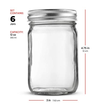 Paksh Mason Jars 12 oz - Durable & Versatile Canning Jars