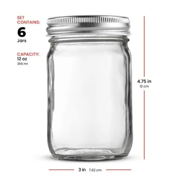 Paksh Mason Jars 12 oz - Durable & Versatile Canning Jars