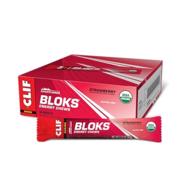 CLIF BLOKS Strawberry Energy Chews - Non-GMO Plant Based Fast Fuel for Athletes