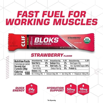 CLIF BLOKS Strawberry Energy Chews - Plant Based Fuel