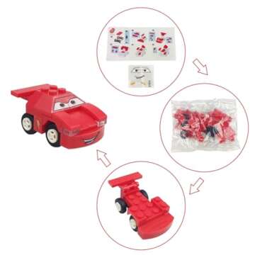 Anditoy 6 Pack Easter Eggs with Vehicle Building Block Toys Inside for Kids Boys Girls Teens Easter Basket Stuffers Fillers Gifts