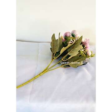 Sweet Home Deco 11'' Silk Baby Ranunculus Artificial Flower Bush Small Flower Bush Set of 2 Wedding/Home Decorations (White)