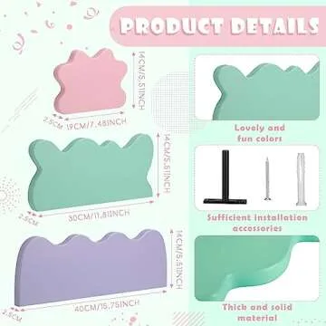 Geetery 3 Pcs Wavy Floating Shelves Cute Cloud Shelves Kawaii Danish Room Decor Funky Squiggle Wall Shelf Preppy Book Shelf for Wall Bedroom Bathroom Display (Pink, Green, Purple)